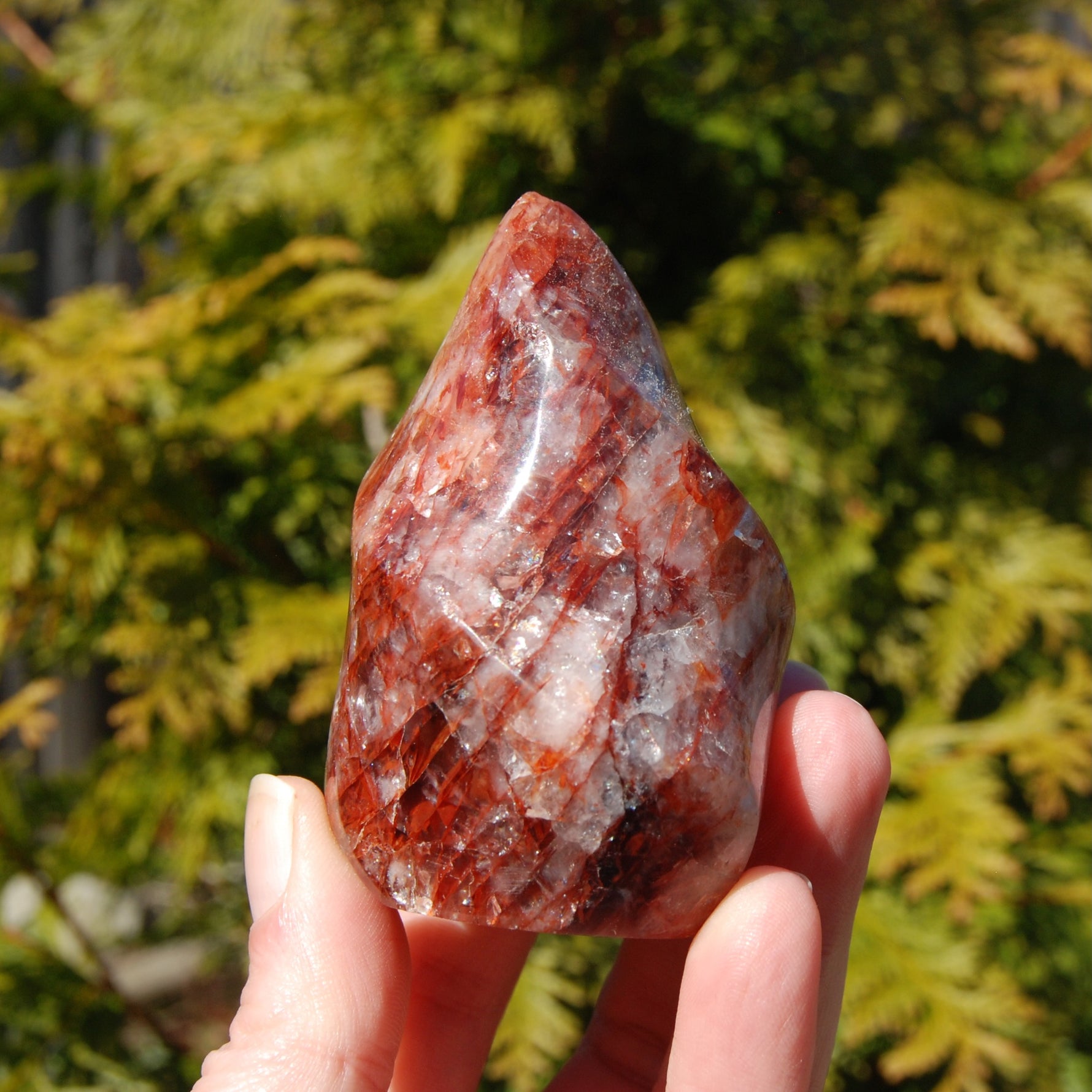 Fire Quartz Red Hematoid Crystal Flame Tower