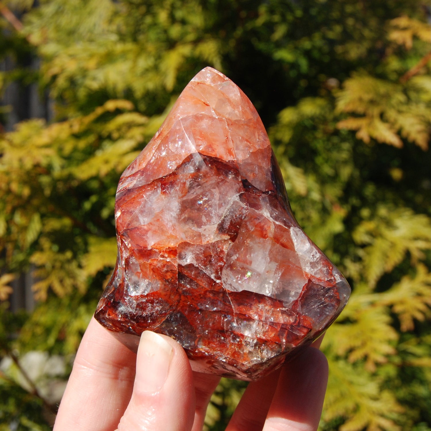 Fire Quartz Red Hematoid Crystal Flame Tower
