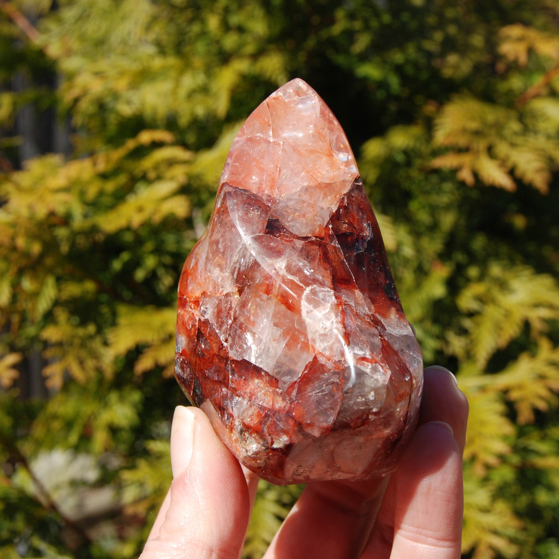 Fire Quartz Red Hematoid Crystal Flame Tower