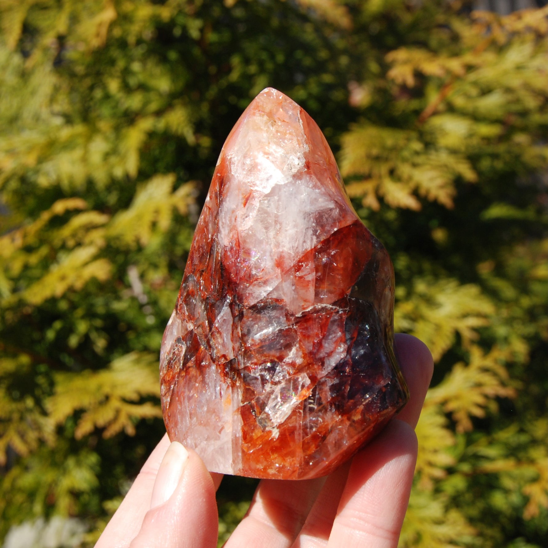 Fire Quartz Red Hematoid Crystal Flame Tower