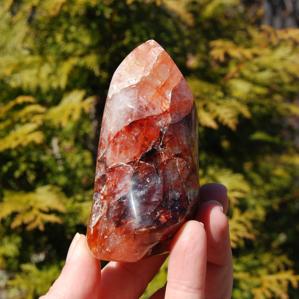 Fire Quartz Red Hematoid Crystal Flame Tower