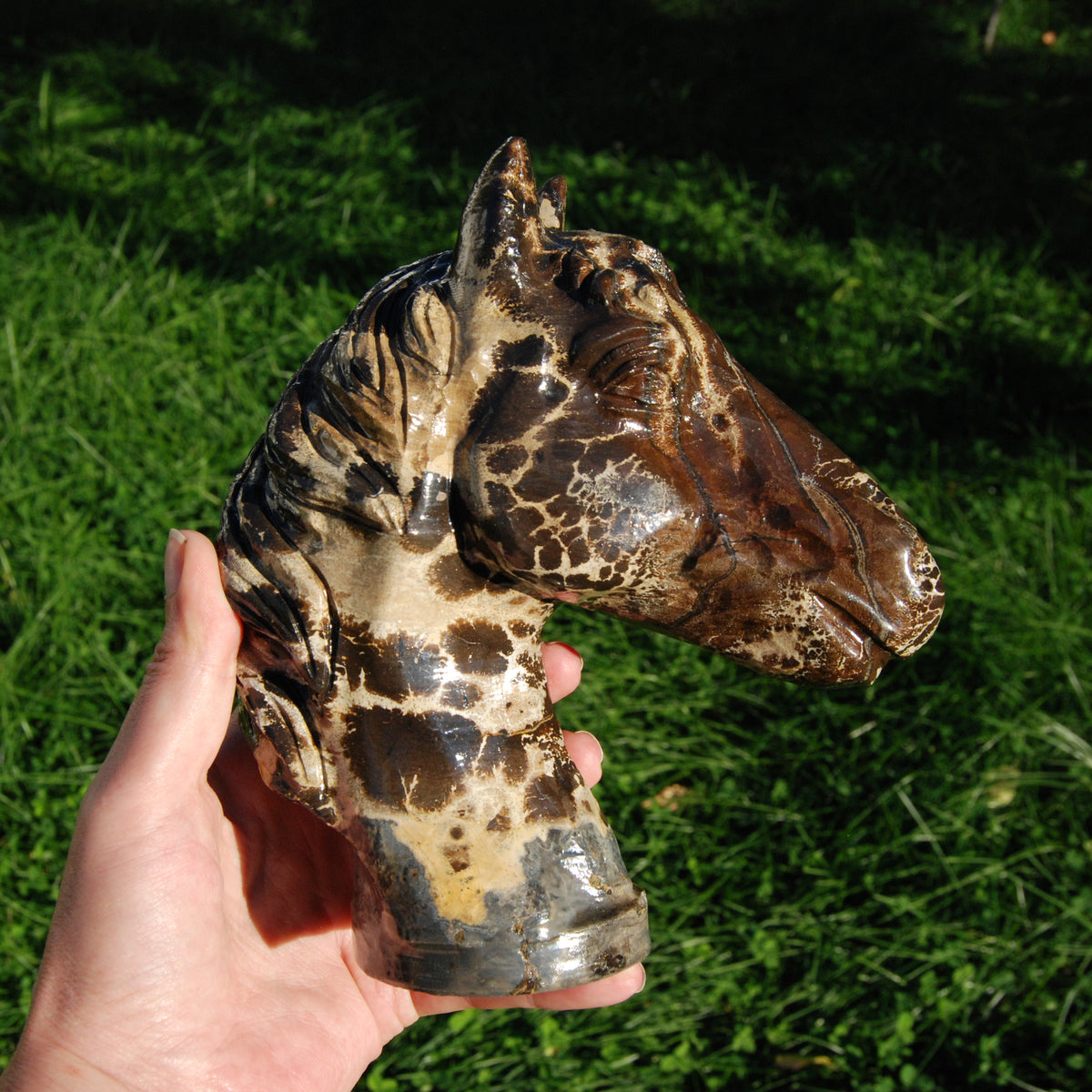 Picture Jasper Horse Crystal Carving
