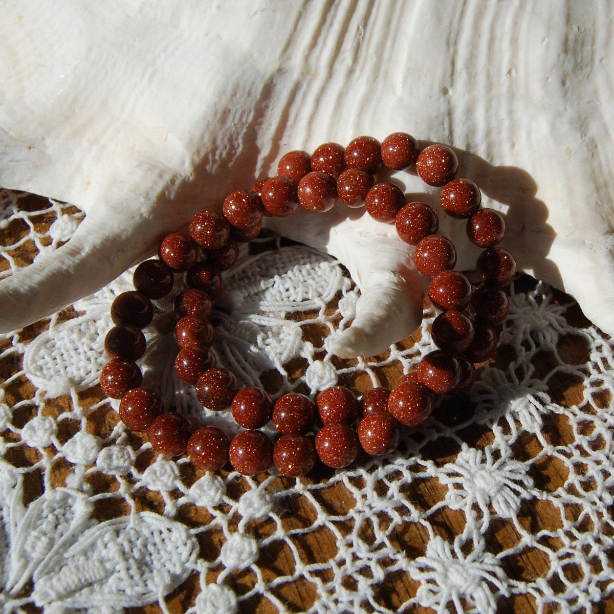 Goldstone Beaded Power Bracelet 8mm Natural Gemstone Beads 