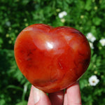 Large Carnelian Agate Heart, Crystal Palm Stone