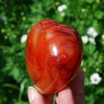 Large Carnelian Agate Heart, Crystal Palm Stone