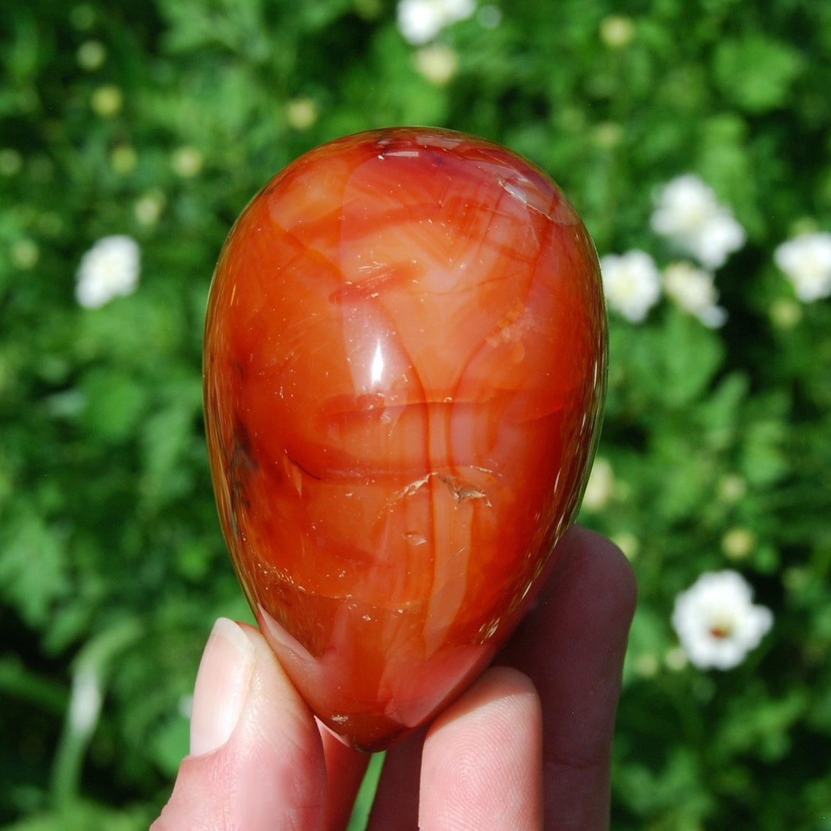 Large Carnelian Agate Heart, Crystal Palm Stone