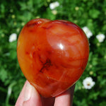 Large Carnelian Agate Heart, Crystal Palm Stone