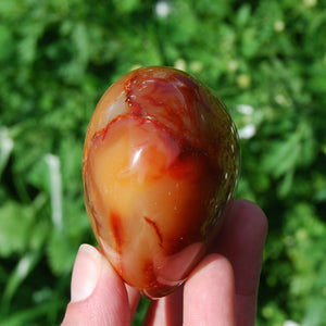 3in 266g Carnelian Crystal Heart, Large Red Agate Palm Stone, Madagascar