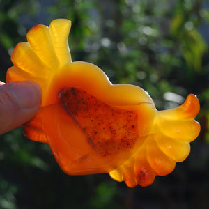 Carnelian Crystal Heart with Wings