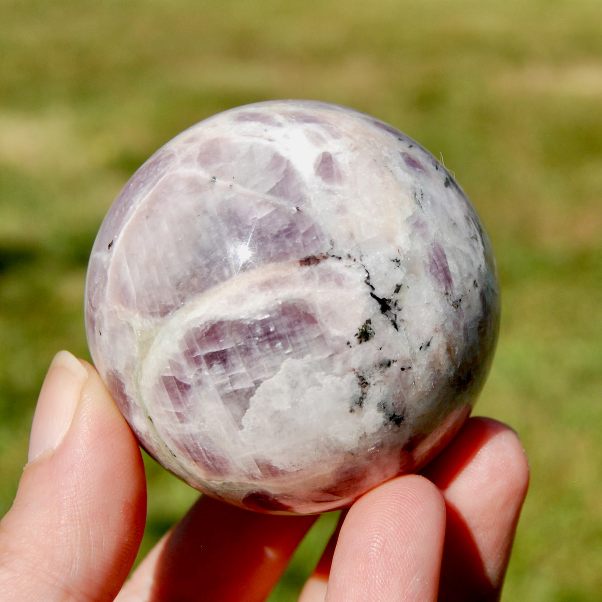 Pink Kunzite Black Tourmaline Crystal Sphere