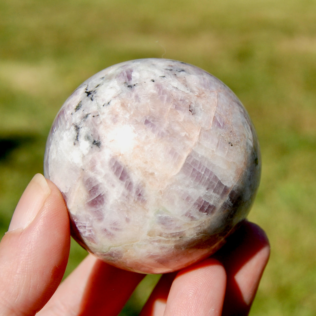 Pink Kunzite Black Tourmaline Crystal Sphere
