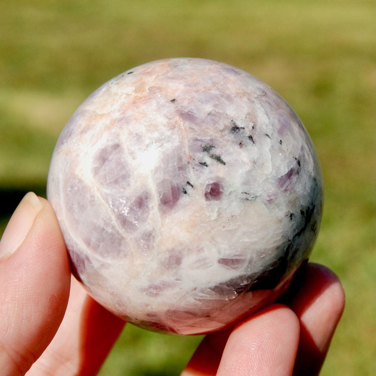Pink Kunzite Black Tourmaline Crystal Sphere