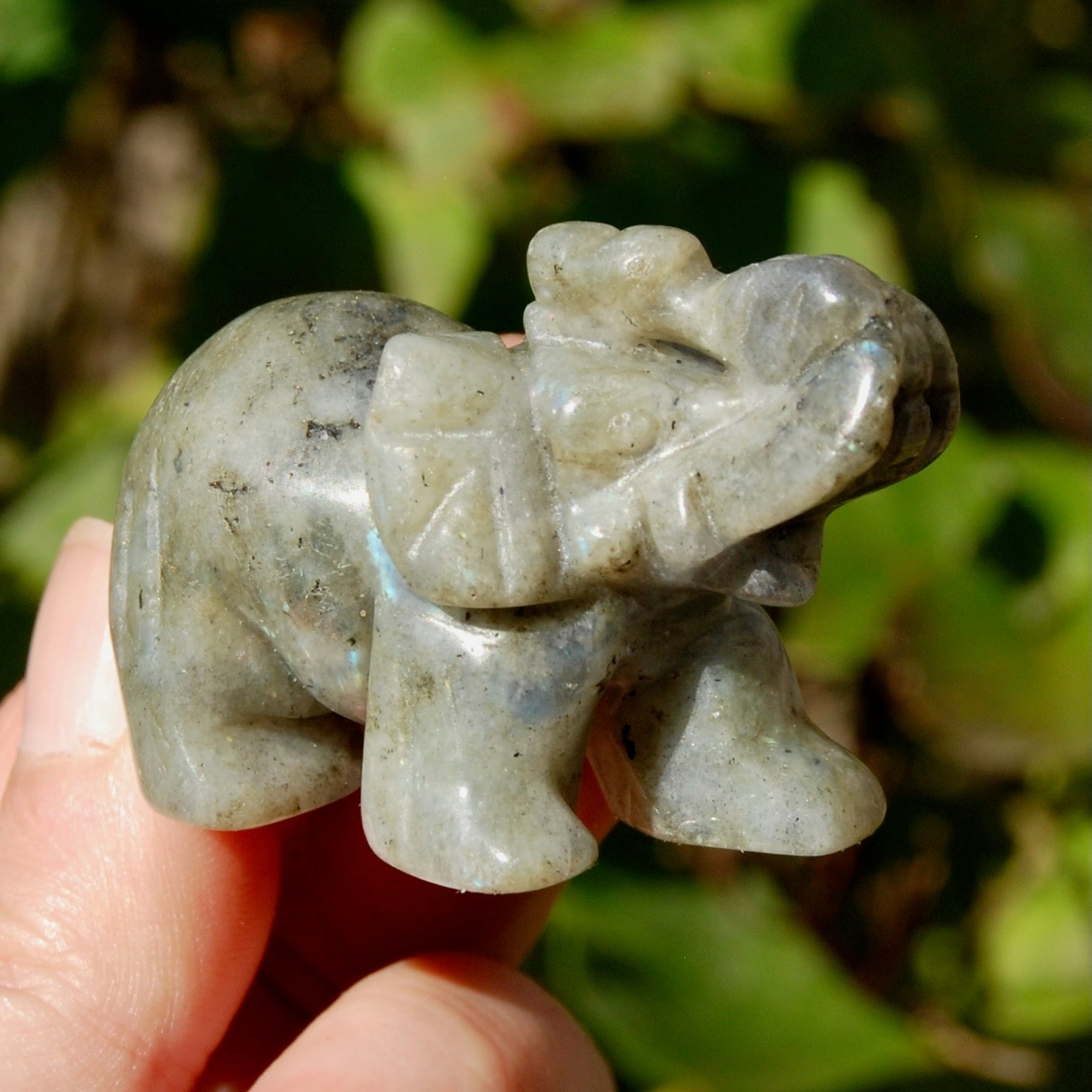 Labradorite Crystal Elephant Carving