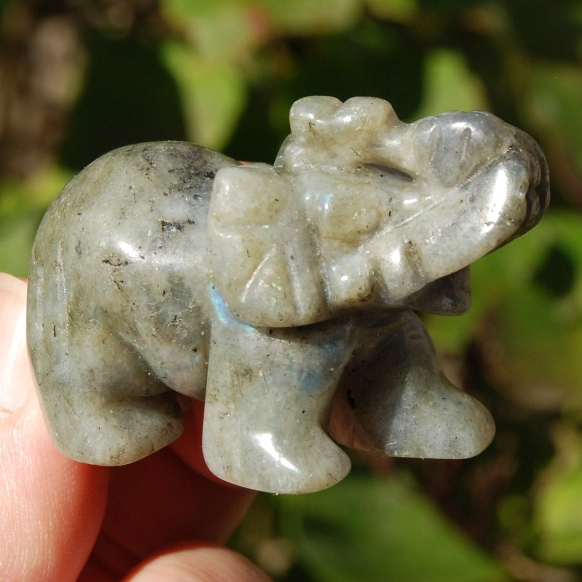 Labradorite Crystal Elephant Carving