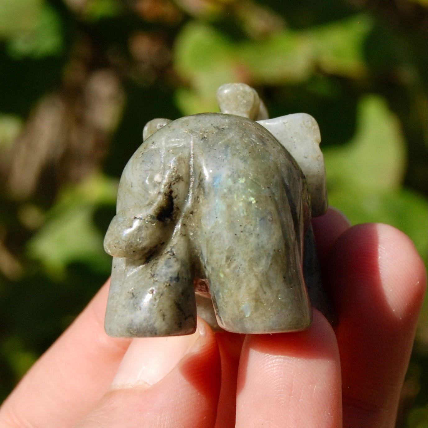 Labradorite Crystal Elephant Carving