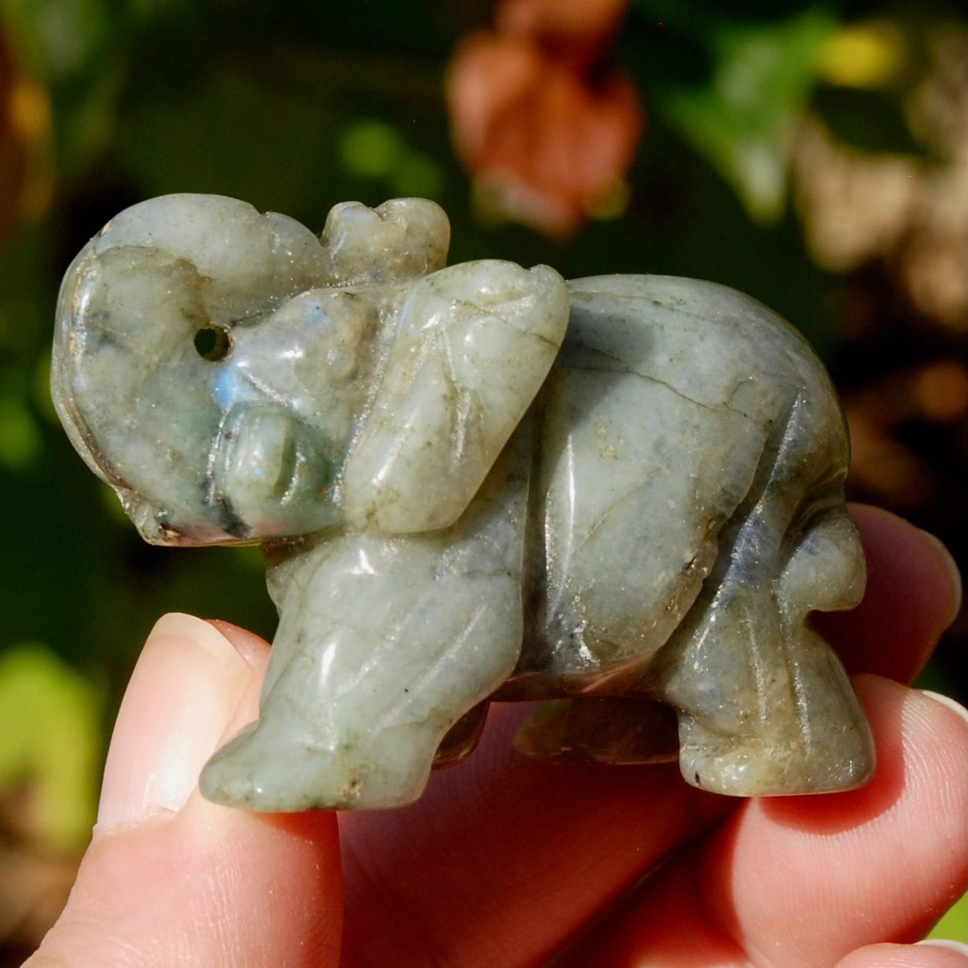 Labradorite Crystal Elephant Carving
