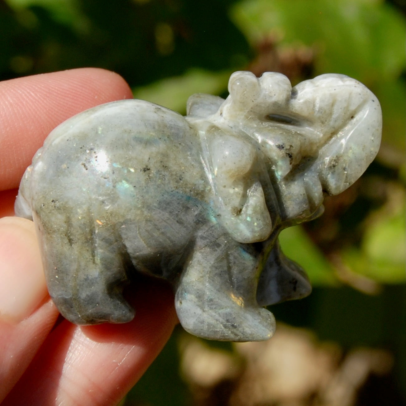 Labradorite Crystal Elephant Carving
