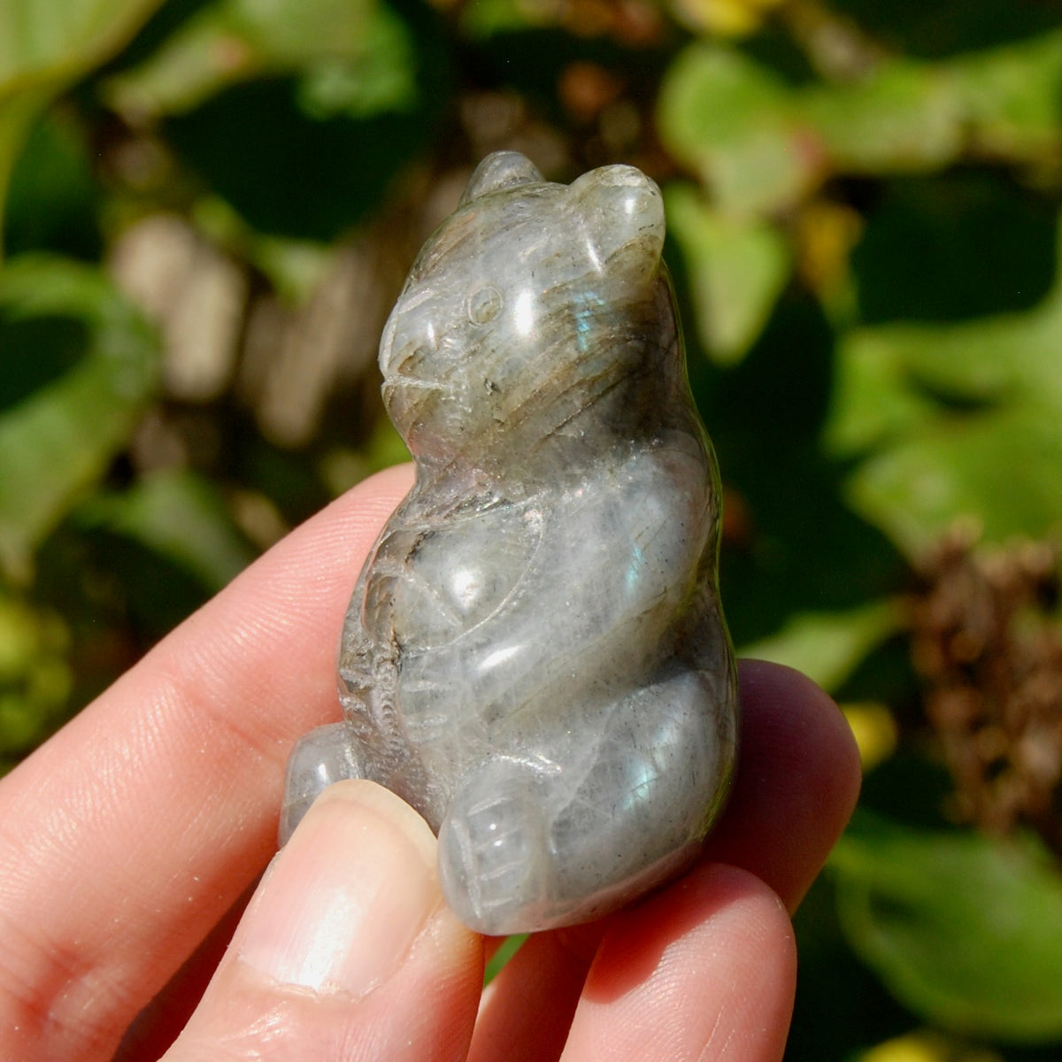 Labradorite Crystal Teddy Bear Carving