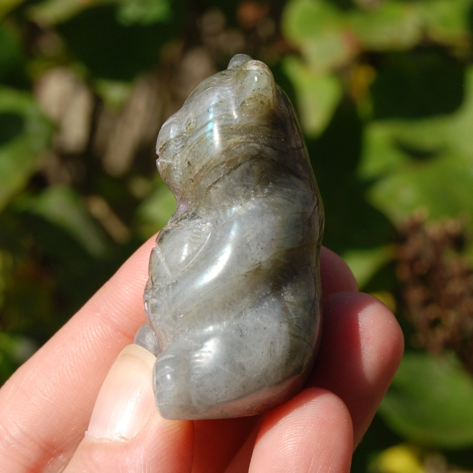 Labradorite Crystal Teddy Bear Carving