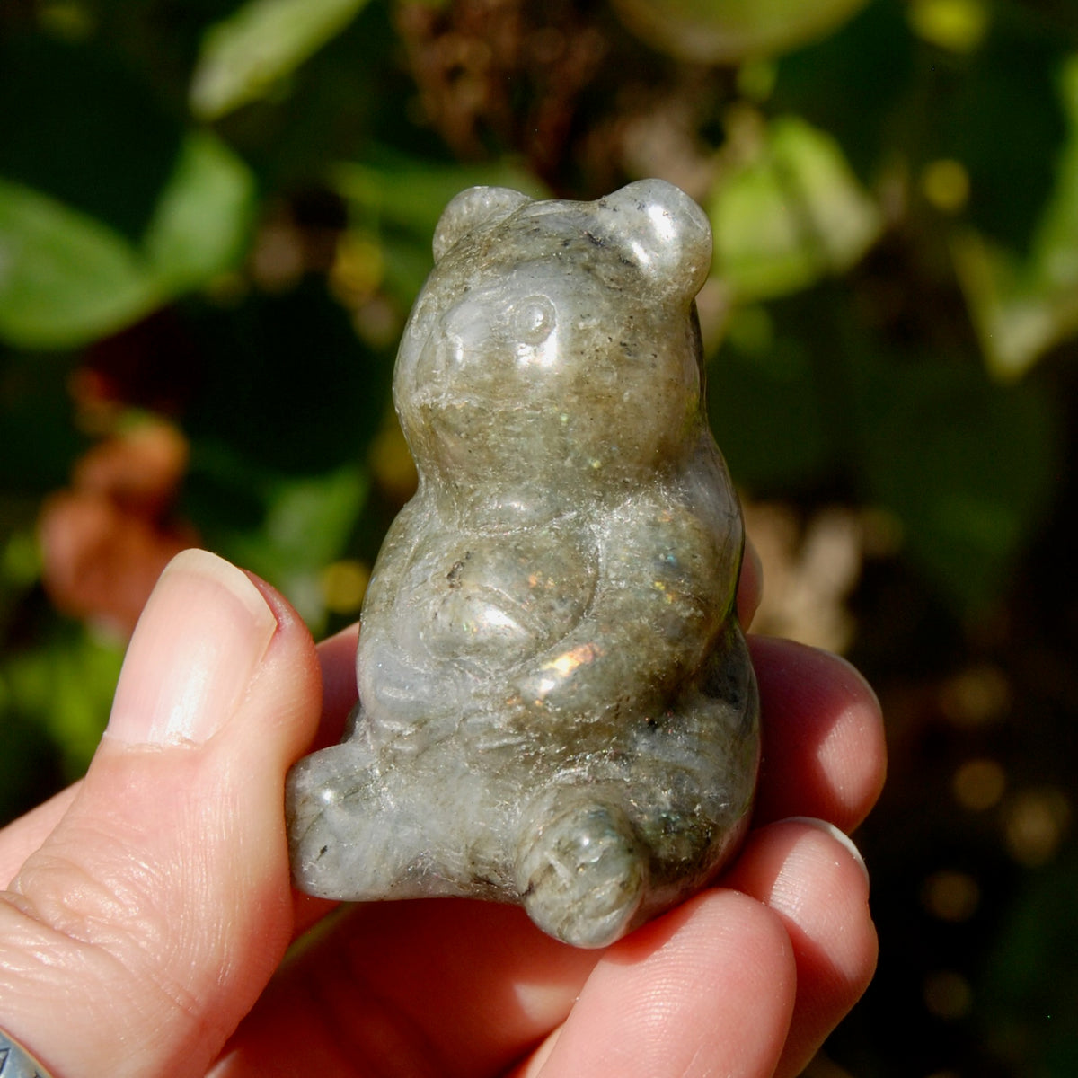 Labradorite Crystal Teddy Bear Carving