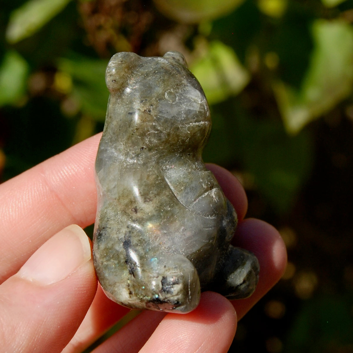 Labradorite Crystal Teddy Bear Carving