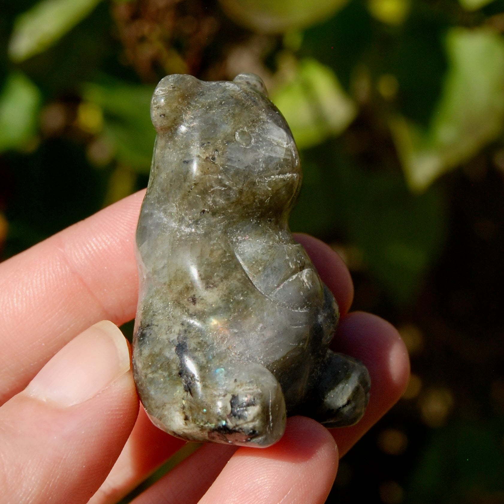 Labradorite Crystal Teddy Bear Carving