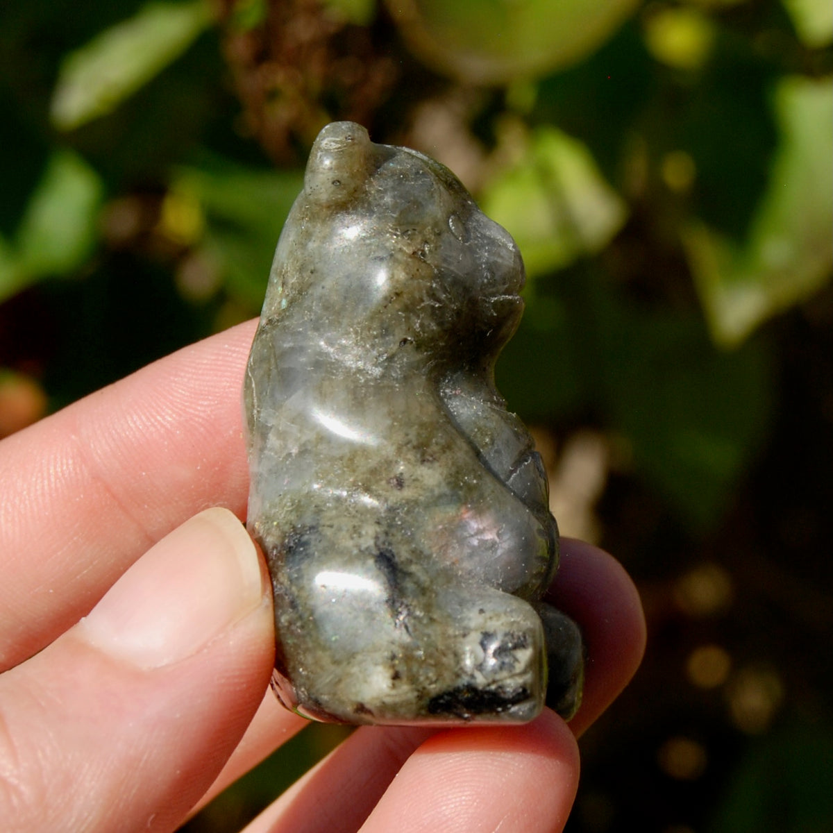 Labradorite Crystal Teddy Bear Carving