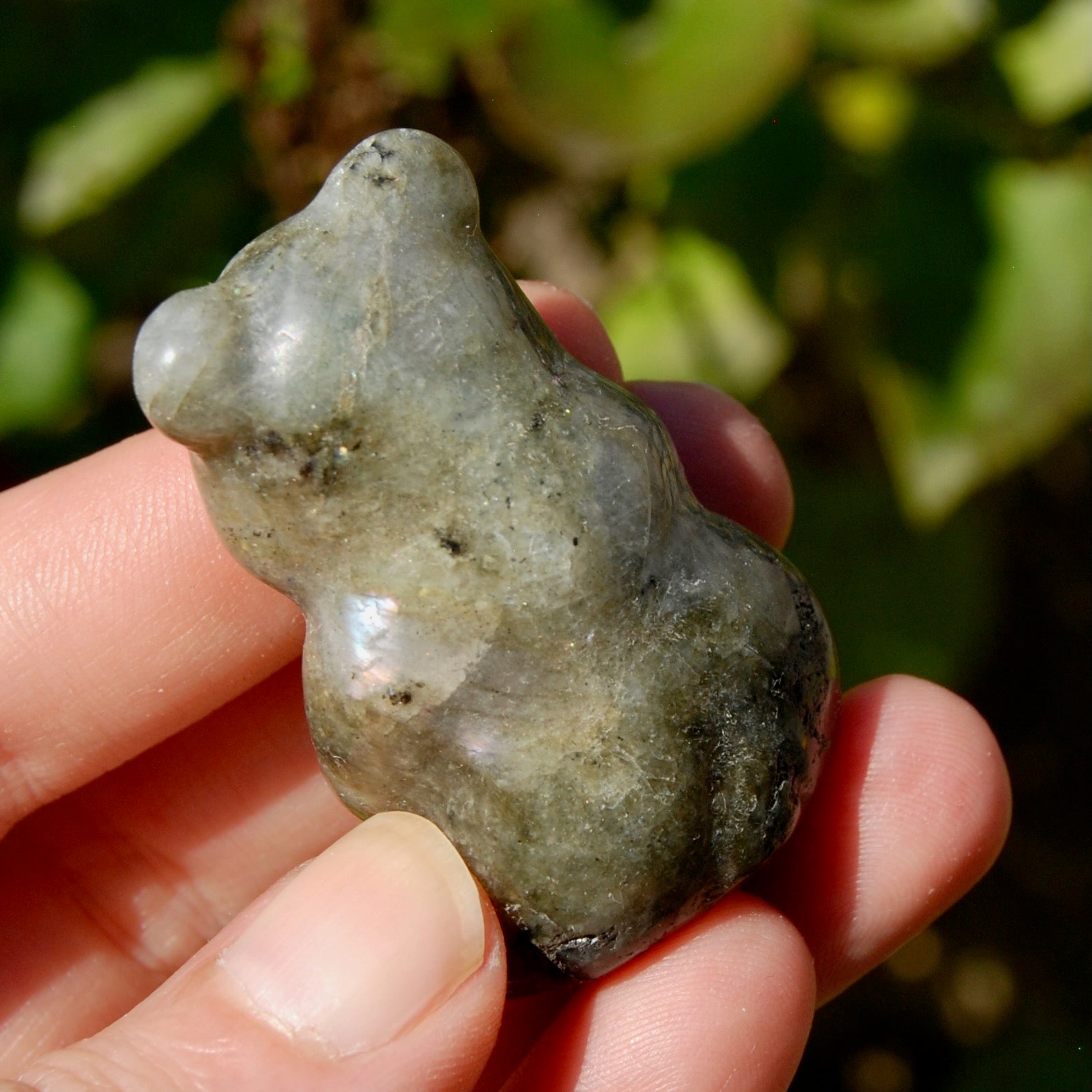 Labradorite Crystal Teddy Bear Carving