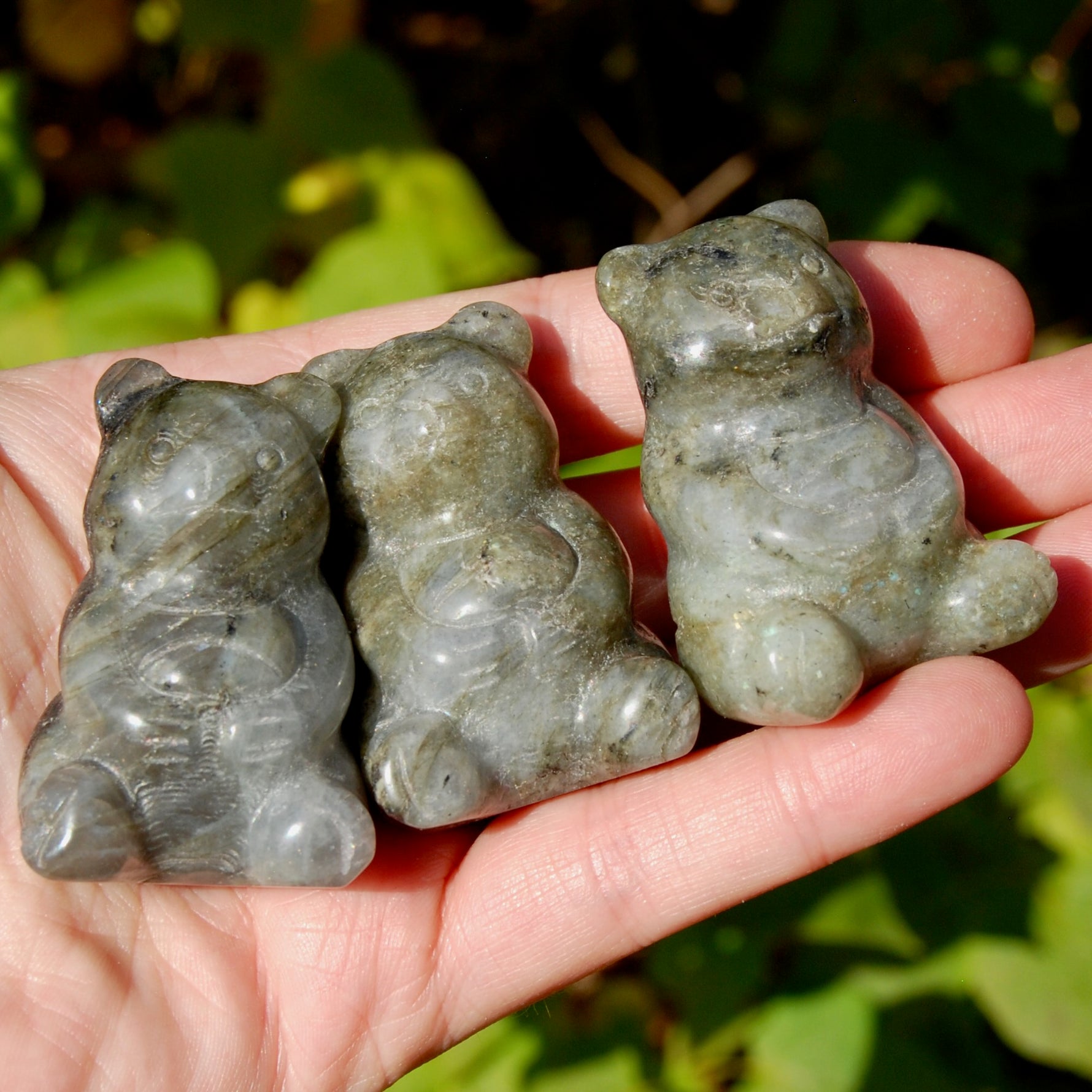 Labradorite Crystal Teddy Bear Carving