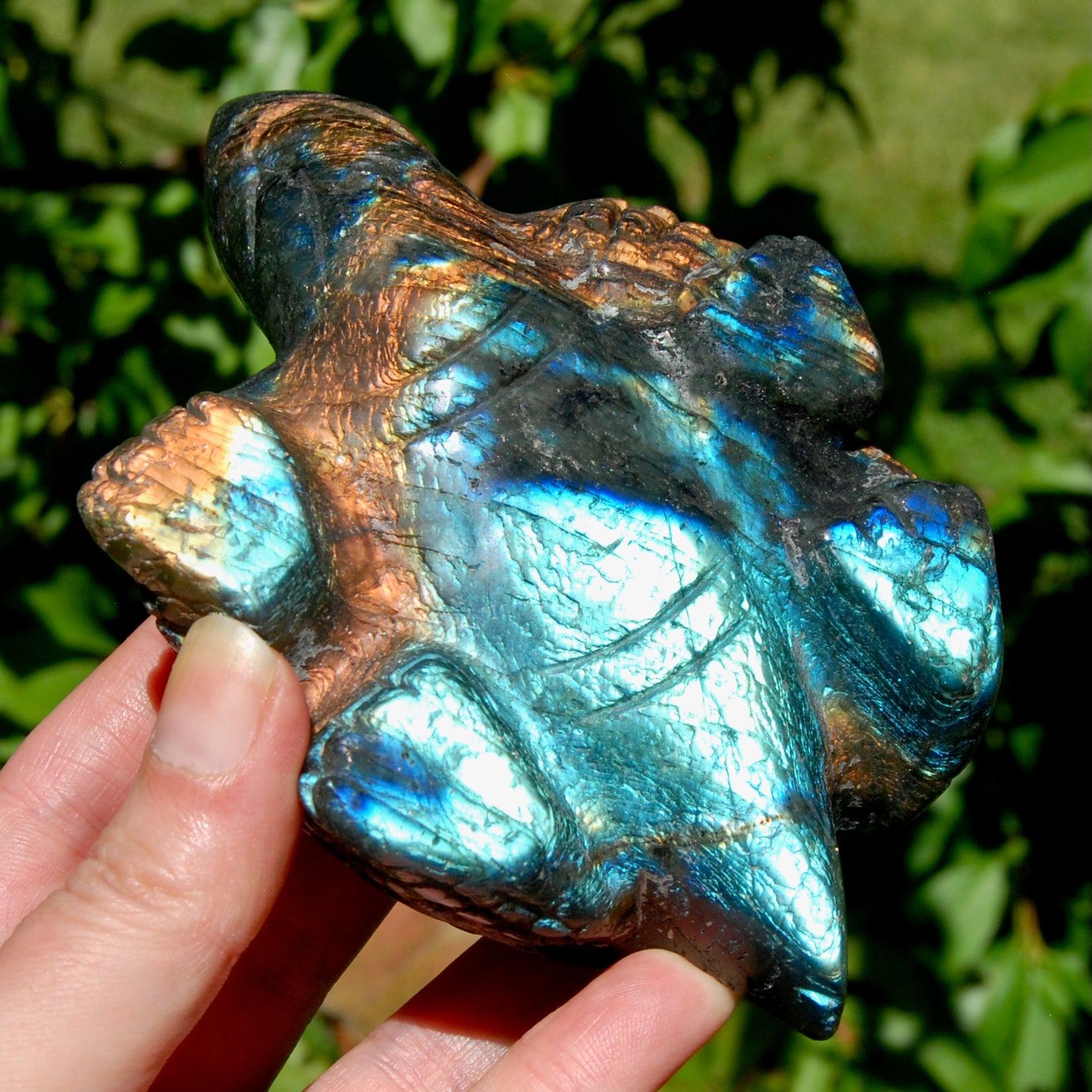 Large Flashy Labradorite Crystal Turtle Carving – 5.25" 587g Transformation & Protection Stone