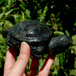 Large flashy Labradorite Crystal Turtle carving, 5.5 inches, 712 grams