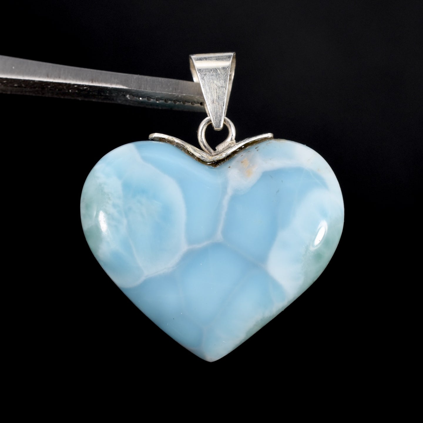 Larimar Heart Pendant for Necklace, Dominican Republic