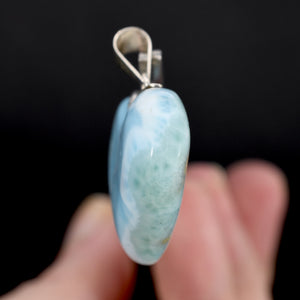 Larimar Heart Pendant for Necklace, Dominican Republic