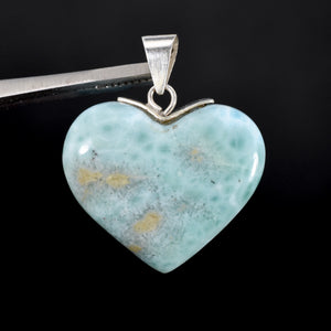 Larimar Heart Pendant for Necklace, Dominican Republic