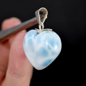 Genuine Larimar Heart Pendant for Necklace