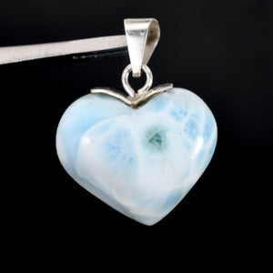 Genuine Larimar Heart Pendant for Necklace