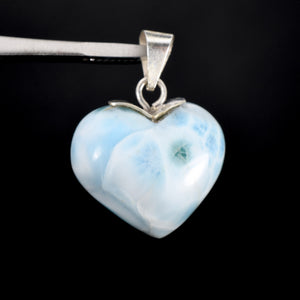 Genuine Larimar Heart Pendant for Necklace