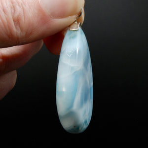 Larimar Teardrop Pendant for Necklace, Sterling Silver