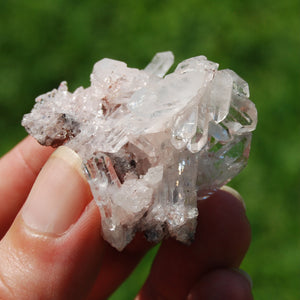 Pink Faden Quartz Lemurian Crystal Cluster