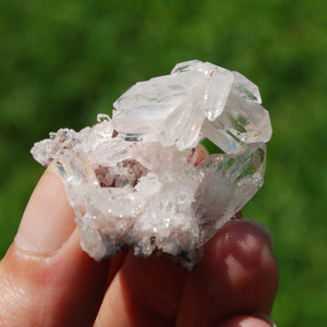 Pink Faden Quartz Lemurian Crystal Cluster