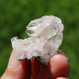 Pink Faden Quartz Lemurian Crystal Cluster