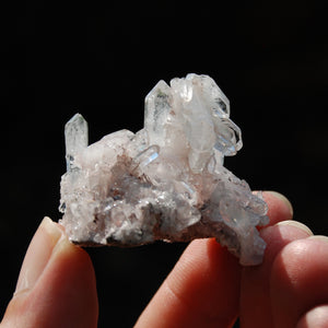 Pink Faden Quartz Lemurian Crystal Cluster