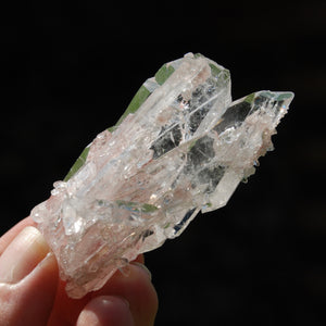 Pink Faden Quartz Lemurian Crystal Cluster