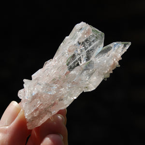 Pink Faden Quartz Lemurian Crystal Cluster