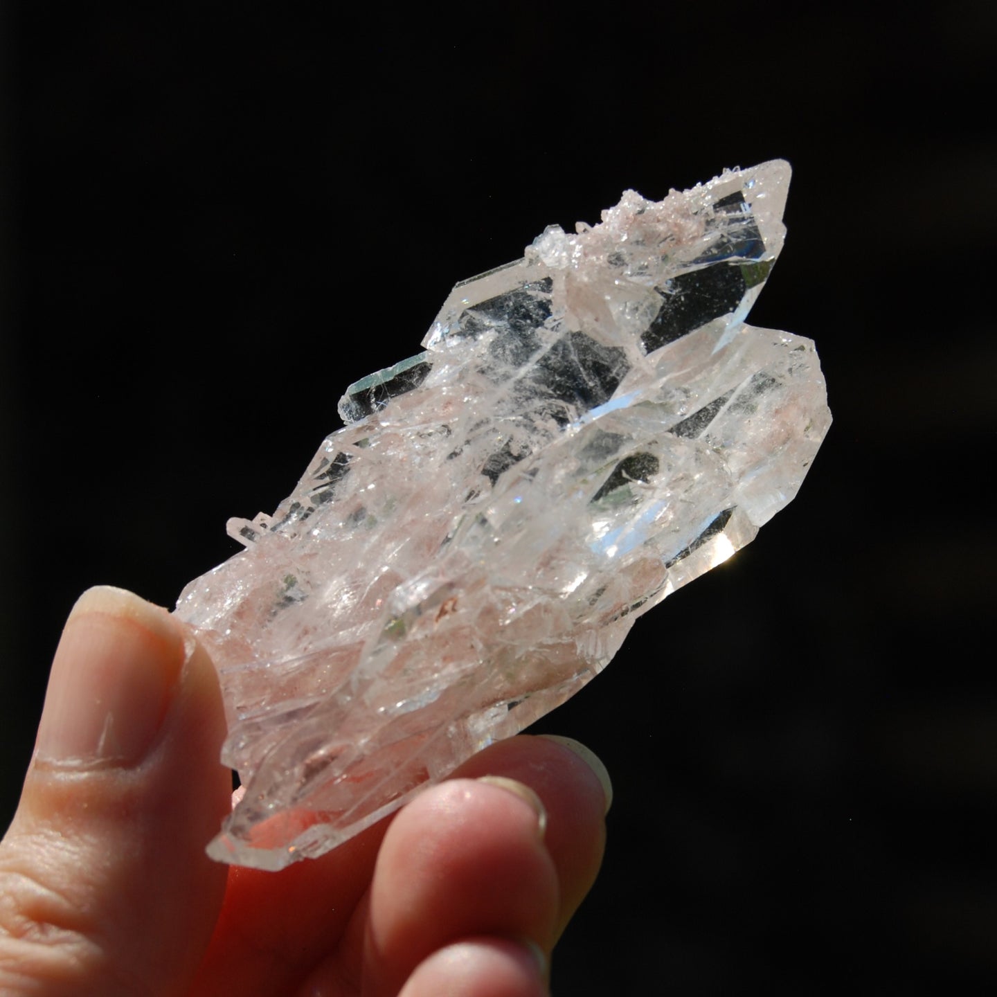 Pink Faden Quartz Lemurian Crystal Cluster