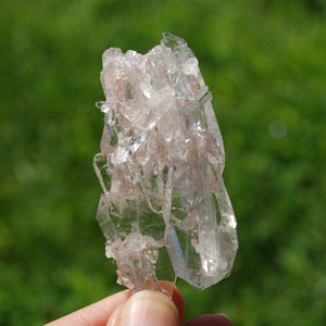 Pink Faden Quartz Lemurian Crystal Cluster