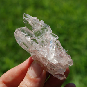 2.5in 37g ET DT Pink Faden Quartz Lemurian Crystal Floater Tabby Chain Cluster, Collectors Specimen, Colombia