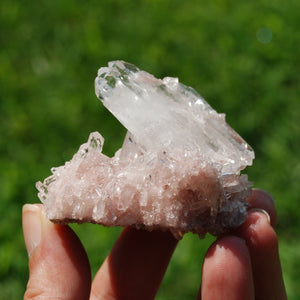 Pink Faden Quartz x Lemurian Crystal Cluster