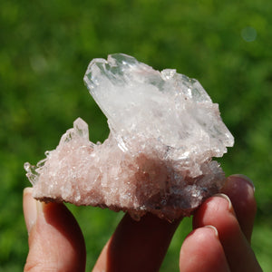 Pink Faden Quartz x Lemurian Crystal Cluster