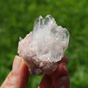 Pink Faden Quartz x Lemurian Crystal Cluster